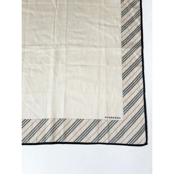 Burberry Scarf Plaid Nova Check Pattern Beige Black & Red Cotton Iconic Preppy - Picture 3 of 8